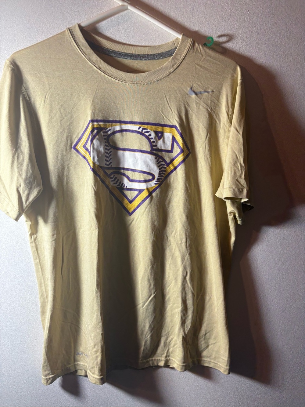 Nike Dri-FIT Yellow Purple S Shield Ball Graphic Athletic T-Shirt